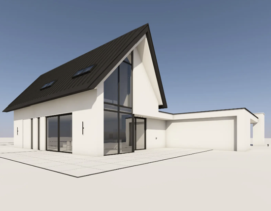 Voorbeeld van een architectuur kleurplaat - neutrale 3D massa