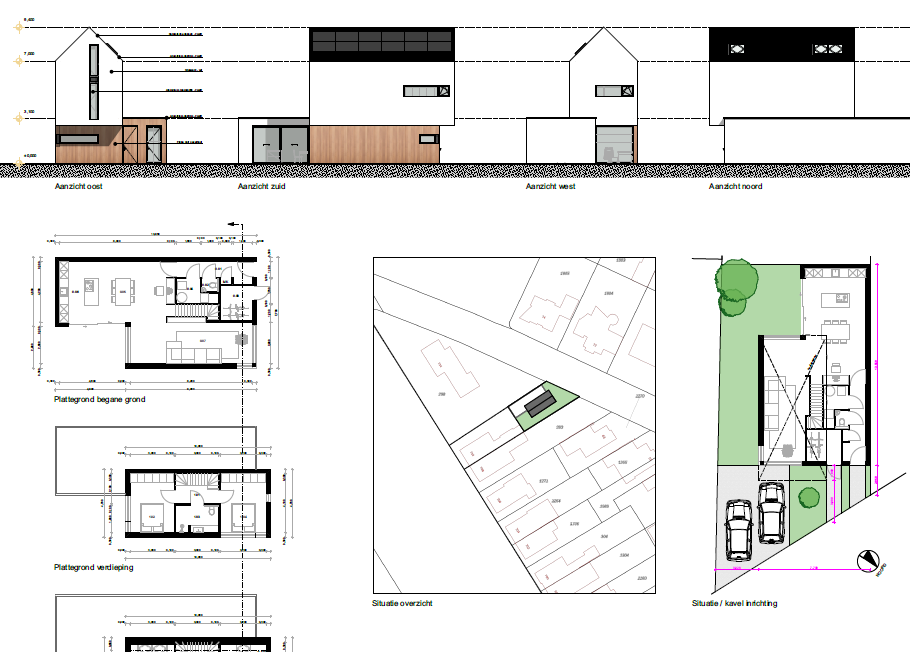 Complete technische documentatie principeverzoek met alle goedgekeurde tekeningen